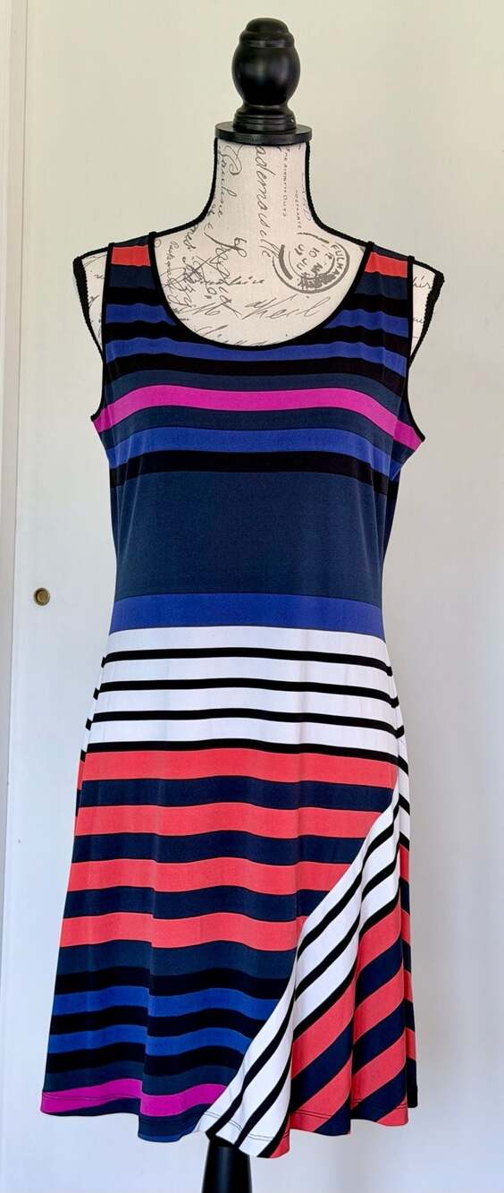 Calvin Klein Sleeveless Multi-Colored Striped Tank Dress - Picture 9 of 10